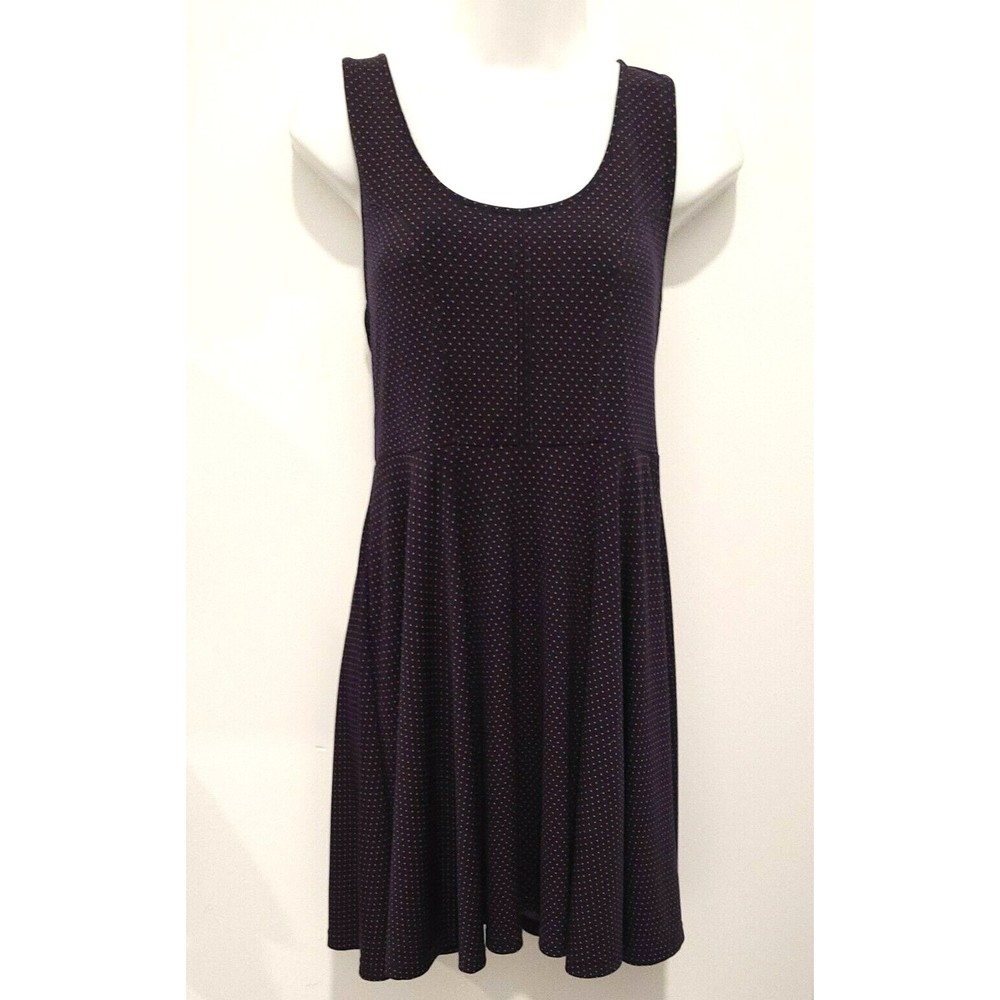 Free People Medium Skater Dress Blue Red Polka Dot Scoop Back Sleeveless
